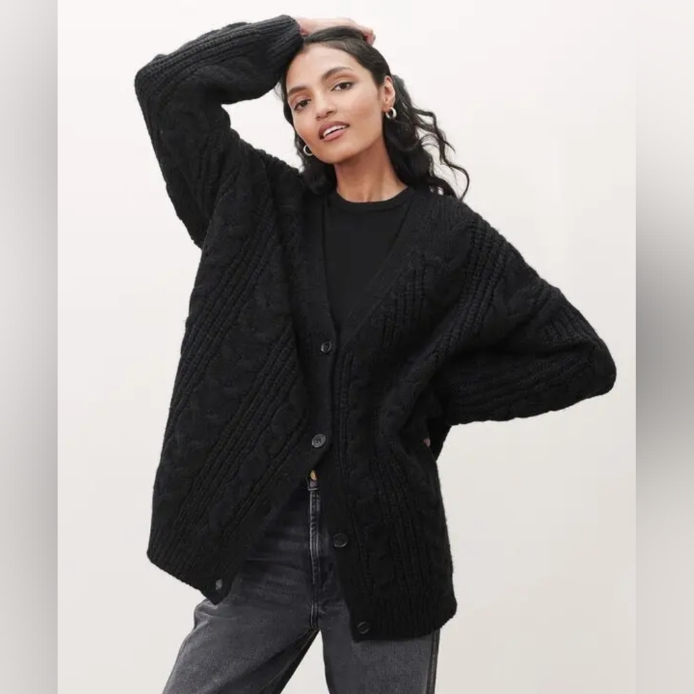 Jenni Kayne Black Chunky Cable Knit Cardigan